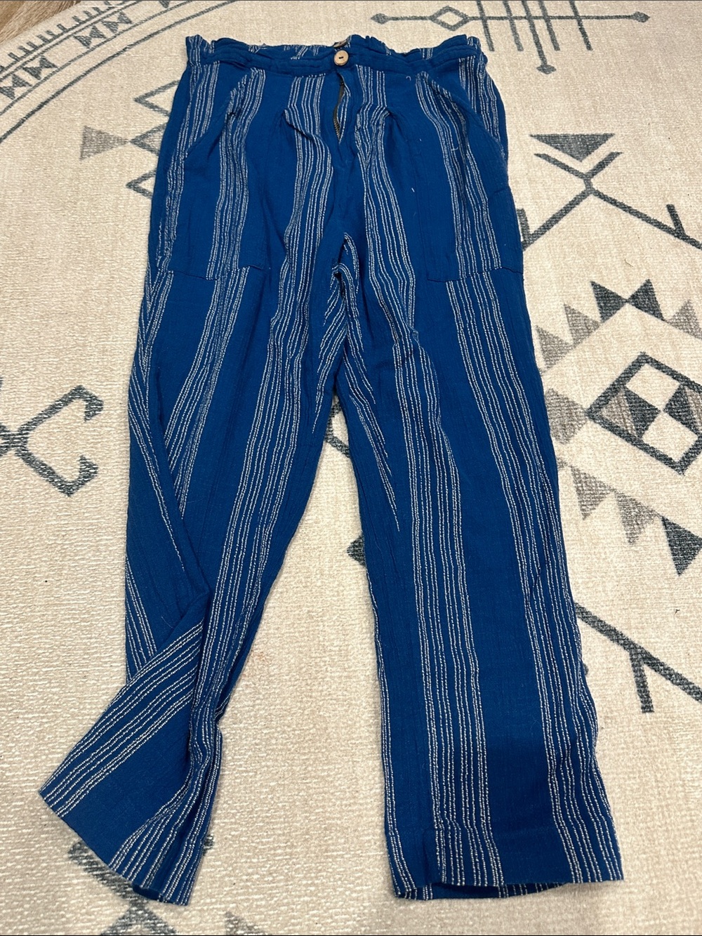 Women’s Blue Striped Casual Pants